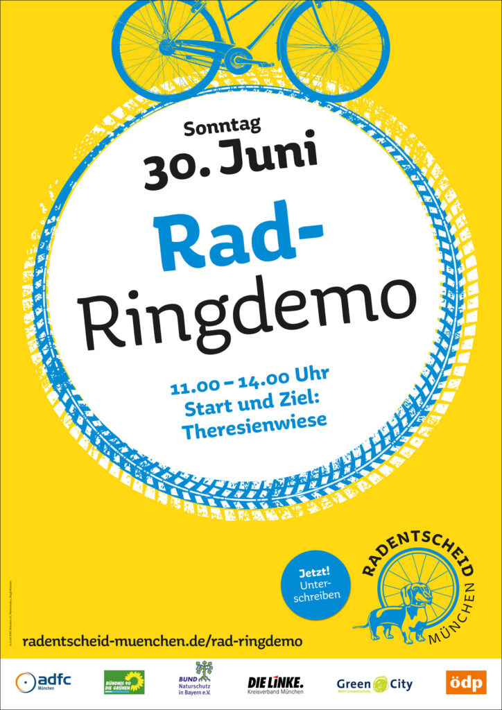 Bild, Radentscheid München, Plakat RadRing-Demo